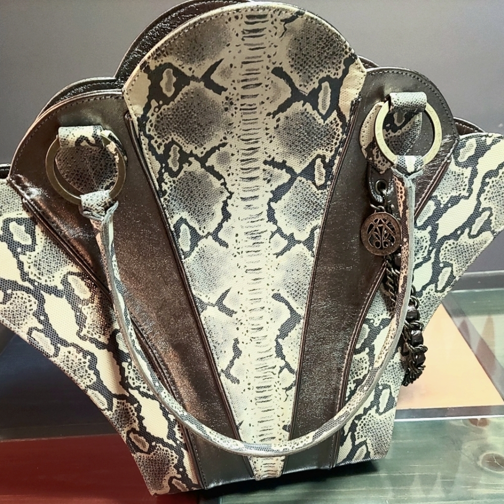 Ambiance by Bernadette Los Angeles Python Material Pattern w/ Chains & Medallion